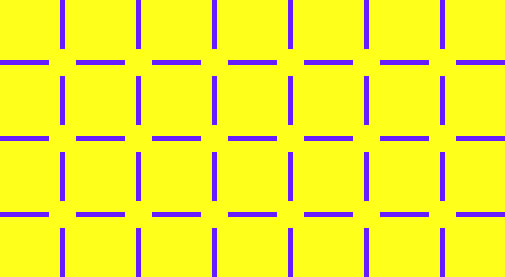 Optical illusion of lines places so that it looks like there are dots connecting the lines