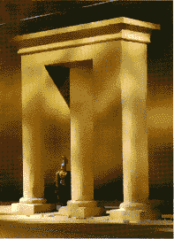 Optical illusion where a third middle pillar looks as if it is there but could not be built in the real world