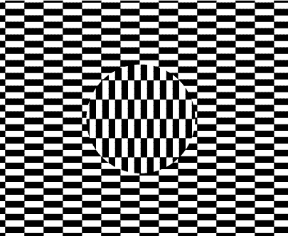 Optical ilussion where you stare at a waterspot and move your head to see the checkered board move