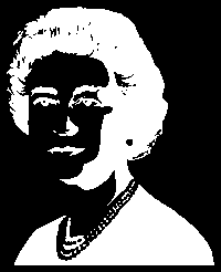 Optical illusion where you stare at a negative of Queen Elizabeth and when you blink you see a picture of the queen