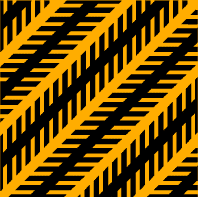 Optical illusion of black and yellow feathered lines that appear to move