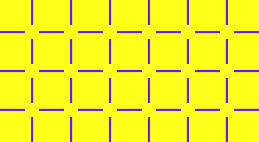 Optical illusion of lines places so that it looks like there are dots connecting the lines