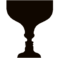Optical illusion of two faces in the handle of a wine glass
